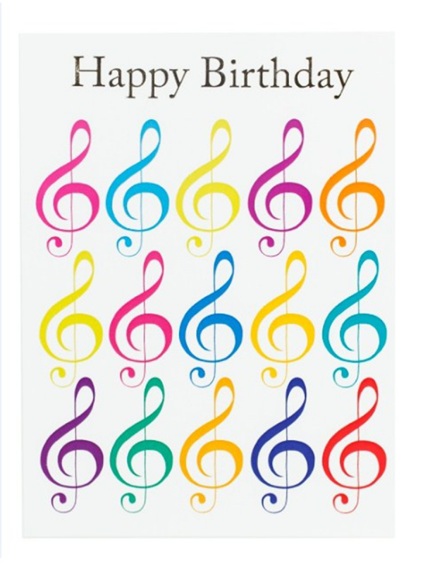 Birthday Card Jazzy Treble Clefs