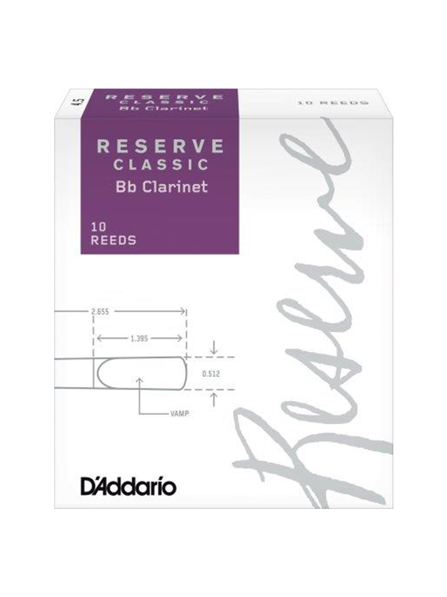D'Addario Reserve Classic Bb Clarinet Reeds (Bx 10)