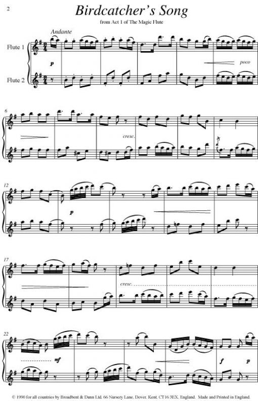 Mozart Five Flute Duets Sample