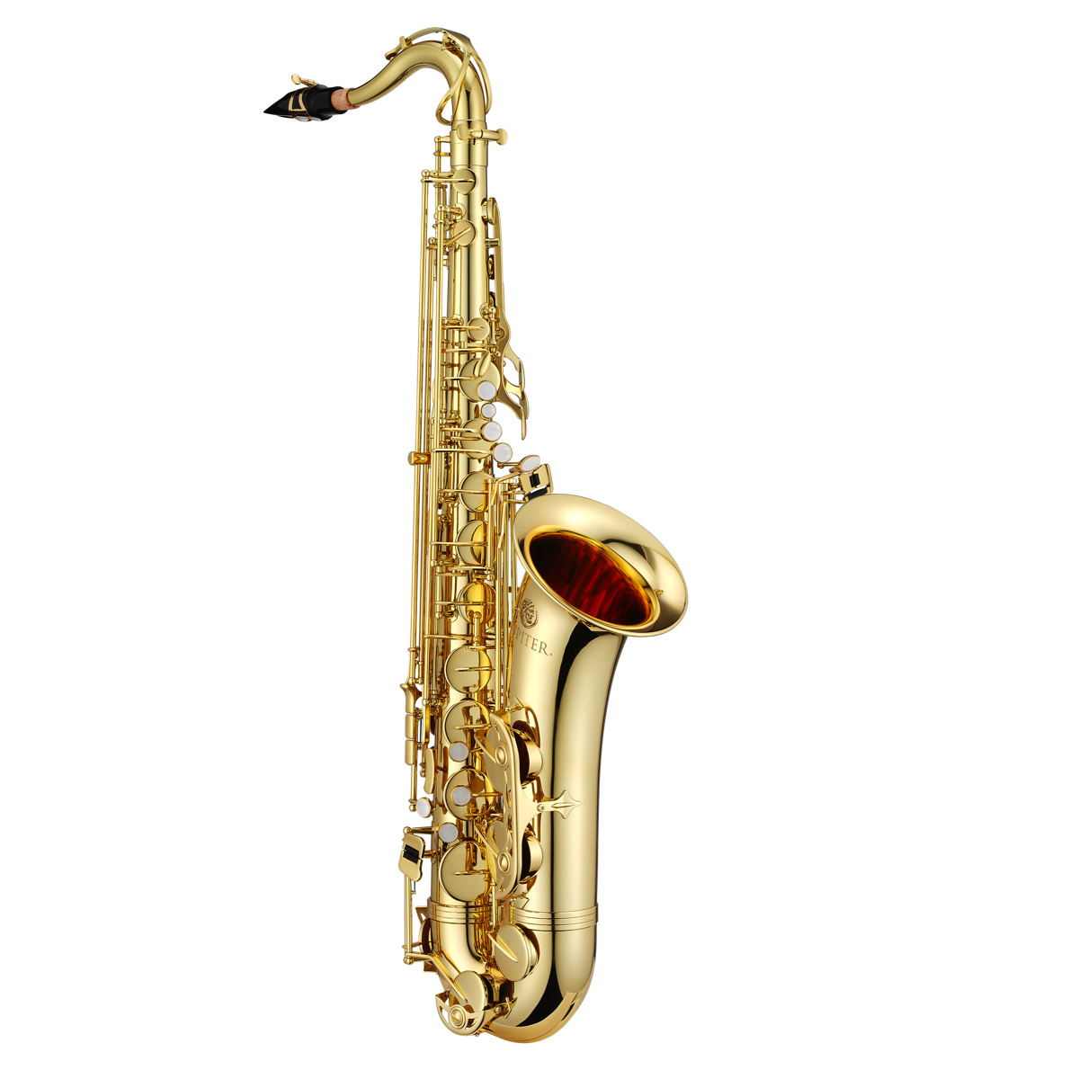 Jupiter JTS500Q tenor saxophone in gold-lacquered brass with ergonomic student-friendly keywork, shown in full view.